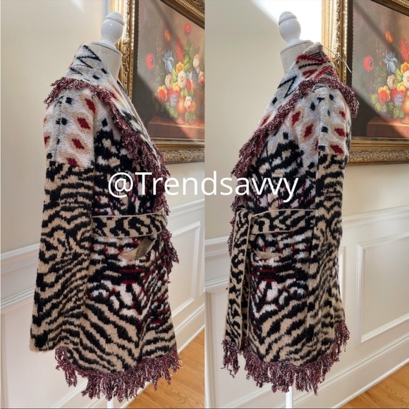 ANTHROPOLOGIE FRINGED WRAPPED CARDIGAN SWEATER JACKET COAT TOP BLACK SIZE XS NWT - Picture 14 of 16